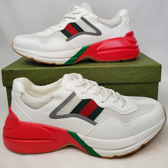 NEW GUCCI RHYTON EPILOGUE 'WHITE RED GREEN REFLECTIVE' MEN'S | GUCCI SIZE 12.5 - Picture 3 of 13